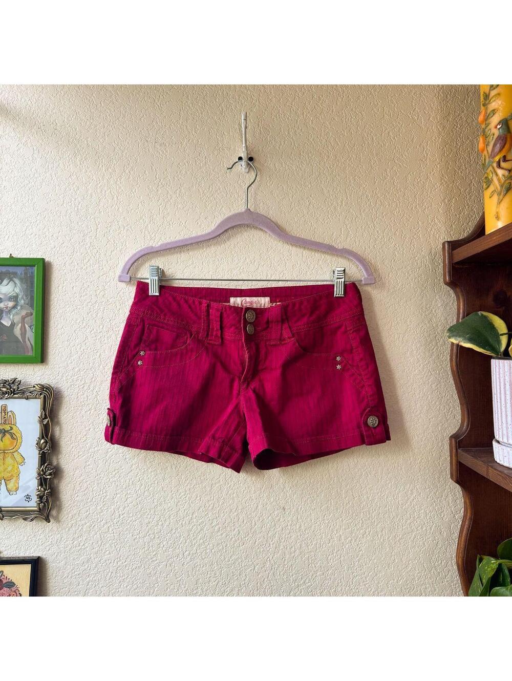 Vintage Candies Y2K Hot Pink Fairy Glam Preppy Low Rise Mini Short